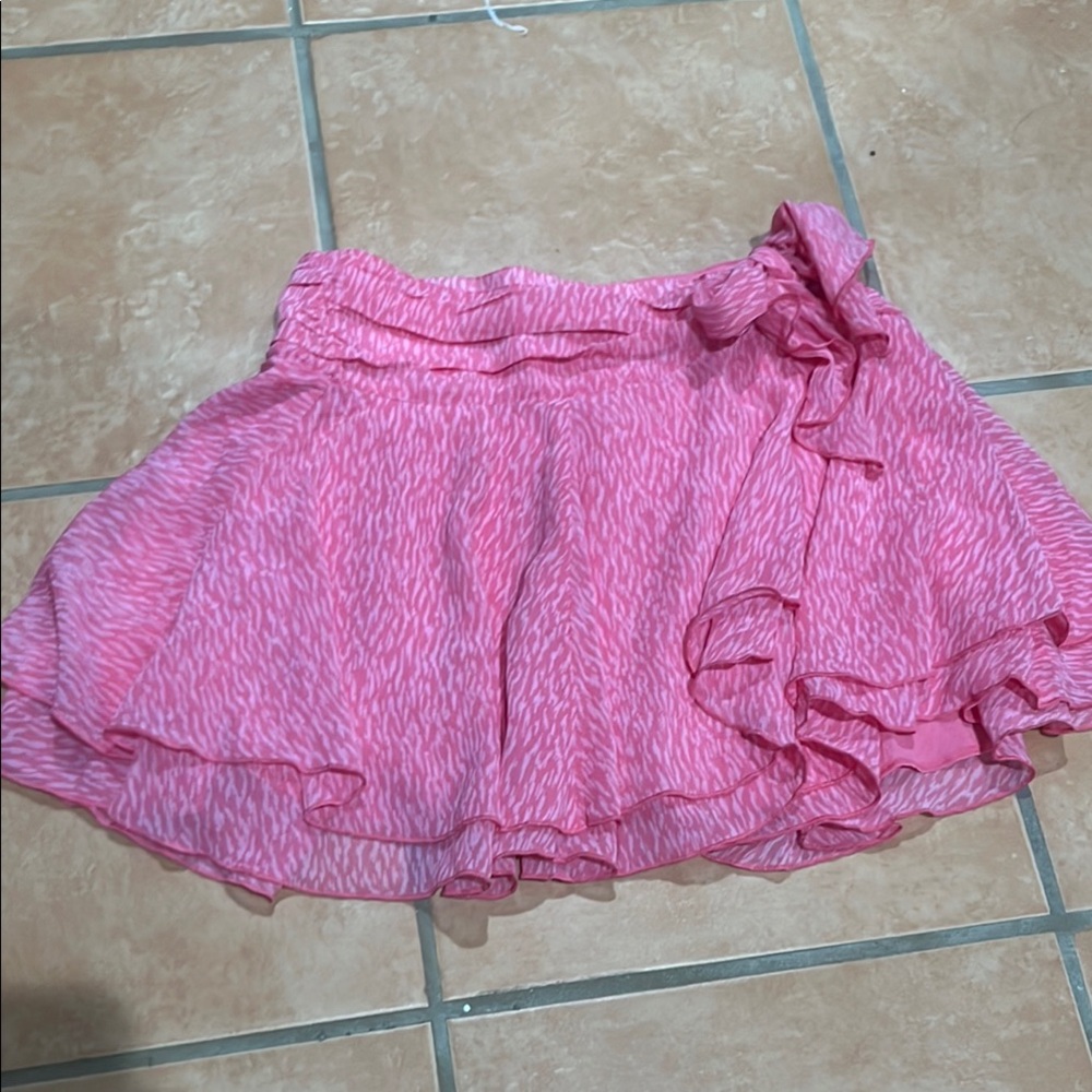 Aerie Pink Skater Mini Skirt with Ruffled Tie Front